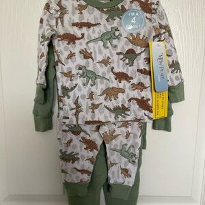 Dinosaur Adventure Kids Pajama Set - Green and Brown